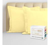 Pizuna Luxueux Set de 2 Taies d'oreiller 65x65 cm Jaune Doux, 100% Coton Longue Tige 800 Fils Armure Satin Taies d'oreiller Douces 65x65 en Coton (Jaune Doux taies d'oreiller 2 Pièces)