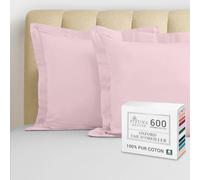 Pizuna Luxueux Set de 2 Taies d'oreiller 65x65 cm Rose Clair, 100% Coton Longue Tige 600 Fils Armure Satin Taies d'oreiller Douces 65x65 en Coton (Rose Clair taies d'oreiller 2 Pièces)