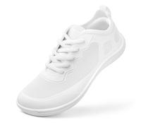 PIZZ ANNU Luna Baskets Barefoot Femme Large, Sneakers Zero Drop avec Semelle Intérieure Amovible en Memory Foam, Modèle Léger et Confortable pour Usage Quotidien Blanc EU 40