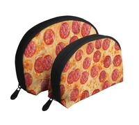 Pizza au Pepperoni modèle 3D, Trousse de Maquillage Coquille Femme Petit Porte-Monnaie Trousse de Toilette Trousse à cosmétiques 2 pièces