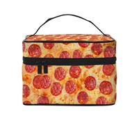 Pizza au Pepperoni modèle 3D, Trousse de Maquillage Trousse à cosmétiques Trousse de Toilette de Voyage Portable Trousse à Crayons