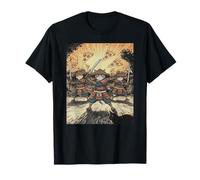 Pizza Battle Cat Graphic Funny Neko Warrior Anime Samourai T-Shirt