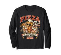 Pizza Club in Crust We Trust Retro Pizza Mascotte Cadeau Manche Longue
