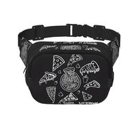 Pizza Constellation (1) Unisexe Taille Réglable Carré Double Couche Sac Ceinture pour Activités de Plein Air Voyage Course Randonnée, Noir , Taille unique
