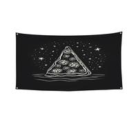 Pizza Constellation - Bannière imprimée pour festival - Polyester simple face avec œillets métalliques pour événements en plein air, marchés de Noël et fêtes