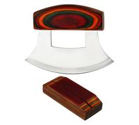 Pizza Cutter Rocker - Couteau incurvé en acier inoxydable, poignée en bois naturel | Trancheuse à talons ergonomique à bascule, poignée confortable équilibrée, outil de préparation de salade à pizza