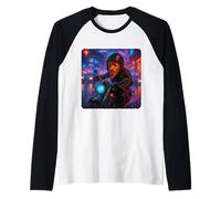 Pizza Cyberpunk Rider Moto Biker Synthwave Manche Raglan