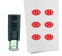 Pizza de timbres de combicabicraft 10 mm Round - Encre rouge - coussin de tampon rechargeable interne - Pratique pour les cartes d'épargne, les journaux de balles ou d'autres projets créatifs