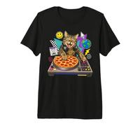 Pizza DJ Cat T-Shirt Haut de Gamme