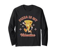 Pizza est ma Copine ou Petit ami drôle rétro Saint Valentin Manche Longue