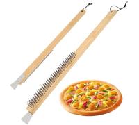 Pizza For Brush avec gratte-ciel, pinceau au four à pizza de 1x23 pouces avec poils en acier, poignée étendue et corde suspendue, pour BBQ Grill