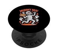 Pizza Humoristique aux fantômes d'halloween Mummy Mia PopSockets PopGrip Adhésif