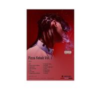 PIZZA KEBAB Vol 1 Italian Trap Rappeur Chanteur Ghali Décoration de chambre Cadeau pour fans de musique Poster sur toile Décoration de chambre à coucher, bureau, chambre à coucher, cadeau 20 x 30 cm