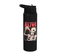 Pizza Keeps Me Alive Squelette Rétro Foodie EduEly Stainless Steel Insulated Water Bottle