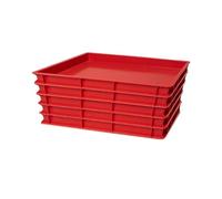 Pizza Lover Lot de 5 grandes boites a pate pizza avec couvercles 60x40x7 cm rouges Bac fermentation empilable alimentaire pour pate pizza et pain