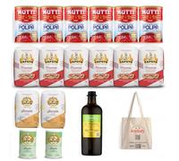 Pizza napolitaine | Boîte d'ingrédients de pizza premium - 6 farines de pizza Caputo 1 kg - 2 Caputo semoule moulue 1 kg - 2 levure Caputo 100 g - 6 pâte de tomate Mutti 400 g - 1 huile Carapelli