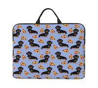 Pizza Nourriture Teckel Chien Mignon,Housse pour Ordinateur Portable 14 Pouces, Sacoche pour Ordinateur Portable, Mallette avec poignée