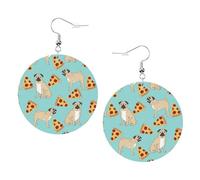 Pizza Party Boucles d'oreilles rondes en cuir Accessoires quotidiens Travail au travail Mode féminine, taille unique, Simili cuir