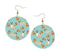 Pizza Party Boucles d'oreilles rondes en cuir Accessoires quotidiens Travail au travail Mode féminine, taille unique, Simili cuir