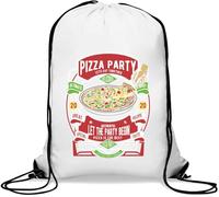 Pizza Party Lets Eat Together Let The Party Begin Sac de gym décontracté avec cordon de serrage Blanc