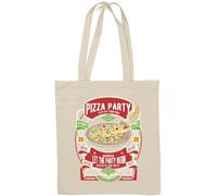 Pizza Party Lets Eat Together Let The Party Begin Sac fourre-tout en coton naturel Blanc