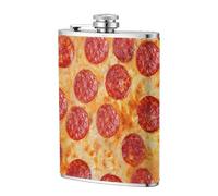 Pizza Pepperoni 3D,Flasque de poche plate de 8 oz en acier inoxydable 304, idéale pour les activités de plein air.
