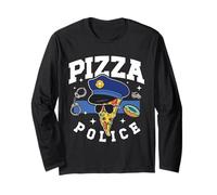 Pizza Police Funny Cartoon Pizza Portant Une Casquette de Police Cadeaux Manche Longue