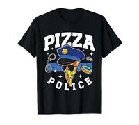 Pizza Police Funny Cartoon Pizza Portant Une Casquette de Police Cadeaux T-Shirt