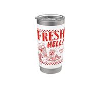 Pizza Satan "Fresh Hell" Satan Occult Satanic Lucifer Gobelet isotherme en acier inoxydable double paroi