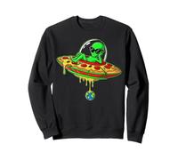 Pizza Slice UFO Alien Funny Cosmic Food Sweatshirt