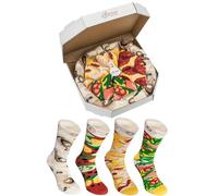 Pizza Socks Box - Pizza MIX Hawaà¯enne Italienne Peppéroni - 4 paires de Chaussettes FANTAISIE Uniques et Originales, Multicolore, 41 - 46