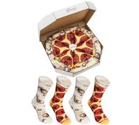 Pizza Socks Box - Pizza Peppéroni - 4 paires de Chaussettes FANTAISIE Uniques et Originales, Multicolore, 41 - 46