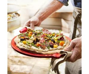 PIZZA Stone 36 cm Emile HENRY Fond Lisse Rouge grand cru