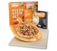 PIZZA TOOLS Pierre à Pizza Froide à Pizza comme par l'italienne avec Pelle à Pizza - Idéal pour Le Barbecue et Le Four - Carré 38 x 30 x 1,5 cm