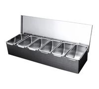 Pizza Topping Station 18 x 4 x6 6 compartiment Pizza Rangement Conteneur en acier inoxydable Conteneurs de condiments avec des couvercles Organisateur de condiments détachables pour la maison à domic