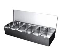 Pizza Topping Station 18 x 4 x6 6 Partement Pizza Rangement Conteneur en acier inoxydable Conteneurs de condiments avec des couvercles Organisateur de condiments détachables pour le rangement pizz