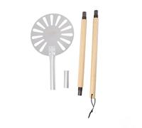 Pizza Turning Peel, 23 cm / 9,1 pouces de diamètre perforée Pizza Turner Spatule en acier inoxydable avec 2 poignées longues en bois pour intérieur et extérieur