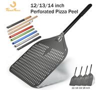 PizzAtHome 14/13/12 pouces perforé Pizza Peel rectangulaire pelle à Pizza revêtement dur en aluminium Pizza Peel Paddle court Pizza outil 13 inch 66 cm