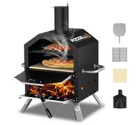 Pizzello Four à pizza d'extérieur Four à pizza au feu de bois pour la cuisson de 2 pizzas Machine à pizza d'extérieur avec pierre à pizza, épluche-pizza, couvercle