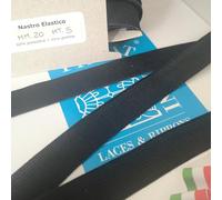 PIZZITALIANI Ruban Elastique Couture NOIR 20mm X 5m - Band Elastique Plat Souple et Résistant, Idéal pour Vêtements et Masques, Bricolage, Accessoires, Fabriqué en Italie