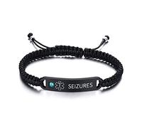 PJ JEWELLERY Bracelet d'identification médicale réglable fait à la main avec gravure gratuite - Bracelet en macramé pour homme et femme, Métal Corde