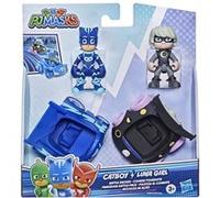 PJ Masks - Course Poursuite - F2840 - Pack 2pcs Figurines articulées 8cm + véhicules - Catboy + Luna Girl G
