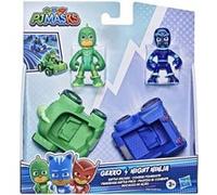 PJ Masks - Course Poursuite - F2841 - Pack 2pcs Figurines articulées 8cm + véhicules - Gekko + Night Ninja G