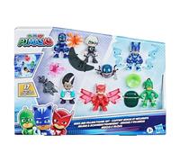 PJ Masks F2096 Pyjamasques, Coffret Héros et Méchants, Jouet préscolaire avec 7 Figurines Pyjamasques et 10 Accessoires, dès 3 Ans Multicolore