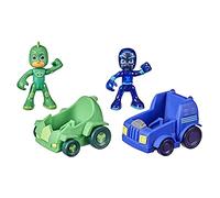 PJ Masks Hasbro Super Pyjamas, Gecko vs Ninja de la Nuit, Voiture de Course Jouet pour l'âge préscolaire, Ensemble avec 2 véhicules et 2 Personnages, pour Enfants à partir de 3 Ans