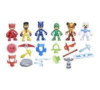 PJ Masks Pyjamasques Coffret La Ronde des Héros, 6 Figurines, 14 Accessoires, Jouets de Super-héros pour Les Filles et Les garçons