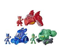 PJ Masks Pyjamasques, Pyj-Avion 3 en 1, Jouet préscolaire Pyjamasques avec 3 véhicules combinables et 3 Figurines articulées, pour Enfants, dès 3 Ans