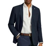 PJ PAUL JONES Blazer décontracté en coton et lin pour homme - Léger - 2 boutons - Non doublé, bleu marine, Taille M