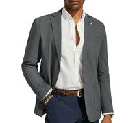 PJ PAUL JONES Blazer décontracté en coton et lin pour homme - Léger - 2 boutons - Non doublé, gris foncé, Taille S
