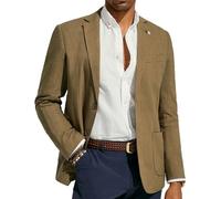PJ PAUL JONES Blazer en lin moderne pour homme - Veste de loisirs - Coupe droite - 2 boutons - Veste de costume d'affaires, Kaki foncé, S